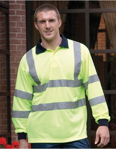 Y-HVJ310-Hi-Vis Long Sleeve Polo